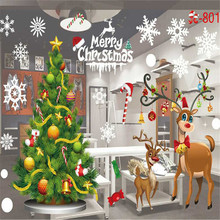 New Year Christmas Home Decor Wall StickerWindow Sticker Snowflake Santa Window Stickers Christmas wall Stickers for Kids Rooms 2024 - купить недорого