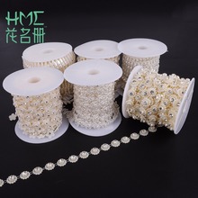 1m ABS Imitation Pearl Beads Chain Trim with Crystal Rhinestone for DIY Wedding Party Decoration Jewelry Craft Accessories 2024 - buy cheap