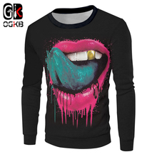 OGKB-ropa de calle de estilo Punk para hombre y mujer, Sudadera con cuello redondo, estilo hip hop, Harajuku, con estampado 3d, verde, sudadera con lengua, talla grande 5xl 2024 - compra barato