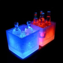 Balde de gelo de led em plástico transparente, dupla camada, quadrado, reto, vinho tinto, champanhe, led, balde de gelo, venda imperdível 2024 - compre barato