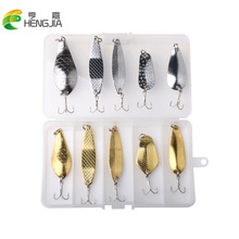 Hengjia 10pcs Gold/Silver Color Fishing Lures Spoon Bait Metal Lure Kit Iscas Artificias Hard Bait Fresh Water Bass Pike Bait 2024 - buy cheap