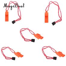 MagiDeal 5 Pieces Safety Lanyard Orange Plastic Whistles Outdoors Survival Emergency Referees Marine Hunting Kayaking Camping 2024 - buy cheap