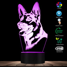 Милая собака овчарка форма дизайн настроить имя 3D Оптическая иллюзия Ночник светильник светящийся светодиодный визуальный светильник для домашних животных щенок подарок 2024 - купить недорого