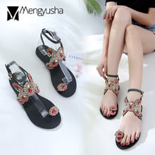 Crystal butterfly flat sandals woman colorful diamond sandalias mujer flipflops bohemian clip toe hollow out sandals girls shoes 2024 - buy cheap