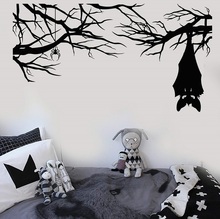 Aranha gótico dos desenhos animados morcego no ramo halloween vinil decalque da parede casa sala de estar quarto janela arte decoração mural wsj15 2024 - compre barato