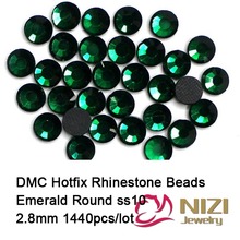 1440pcs 2.8-2.9mm Emerald DMC Hotfix Crystal Rhinestones Flat Back Round Loose Imitation Glue Backing Iron On Glass Stones DIY 2024 - buy cheap
