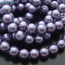 MHS.SUN Lt-Cuentas de perlas de imitación de vidrio púrpura, espaciador suelto redondo de 3MM-16MM, cuentas de perlas, accesorios para fabricación de joyas hechas a mano 2024 - compra barato
