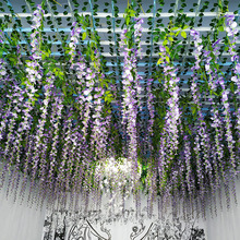 24 шт. искусственный цветок глицинии поддельный цветок фиолетовое внутреннее свадебное украшение арки Настенный Цветок ротанг лоза растение 2024 - купить недорого