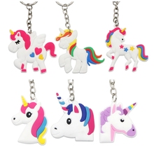 Fashion Creative Cartoon Keychain PVC Rubber Unicorn Key Chain Ring Woman Bag Charms Car Key Holder Wedding Gift Party Trinket 2024 - buy cheap