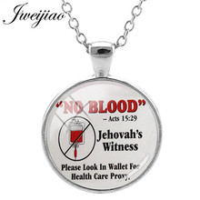 JWEIJIAO ' No Blood ' 25mm Glass Cabochon Necklace Jehovah's Witness Jewelry  Color Chian Pendant QF90 2024 - buy cheap