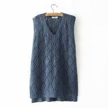 V-Neck Hollow-out Knitted Vests For Women Vest Spring Autumn Sleeveless Jacket Coat Female Plus Size Sweater Pullover Waistcoat 2024 - buy cheap