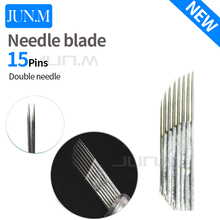 50Pcs 15Pins 2 rows Permanent Makeup Eyebrow Tatoo Blade Microblading Needles For 3D Embroidery Manual Tattoo Pen 2024 - buy cheap