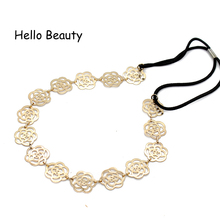Vintage Gold Head Chain Hair Jewelry Metal Rose Flower Headbands Hair Accessories Boho Forehead Bands For Women Headpiece 2024 - buy cheap