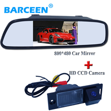 4.3 "do carro espelho com câmera de visão traseira do carro de estacionamento conjunto de trazer tela de vidro lcd + a mais alta de visão noturna para Hyundai ix35 2014 2024 - compre barato