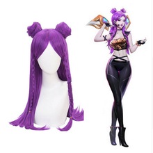 League Of Legends LOL K/DA Kaisa Cosplay Wig 80cm Long Purple Synthetic Braiding Hair Perucas Halloween Costume Party Wigs 2024 - buy cheap