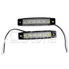 2X 6-LED Bus Van Boat Truck Trailer Side Marker Tail Light Lamp 12V White 2024 - buy cheap