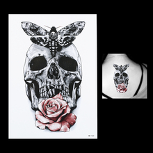 1 Sheet New Gray Butterfly Skull Rose Flower Arm Body Art Tatoo Sticker HB123 Waterproof Temporary Body Art Tattoo Paint Sticker 2024 - buy cheap