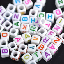 6mm 400pcs Mixed color Letter Alphabet Cube Acrylic neon Beads For Jewelry making DIY YKL0213 2024 - buy cheap