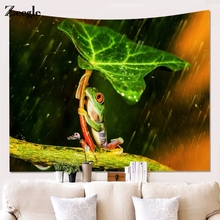 Zeegle Forest Frog Pattern Tapestry Wall Decor Beach Towel Fabric Tapestry Wall Hanging Yoga Blanket Carpet 2024 - buy cheap