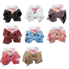 8" Large Sequin Jojo Bow With Hair Clip For Girl Kids Handmade Bling Jumbo Rainbow Knot Hair Bow Hairgrips Hair Accessories 2024 - buy cheap