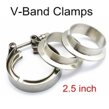 car accessory free shipping 2.5" inch Exhaust Stainless V-Band Clamp and Flange Kit new arrival 2024 - buy cheap