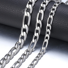 Colares de aço inoxidável para homens, colares de prata e cor plana de figaro, corrente para homens, joias, presentes, 6-9mm hknn6 2024 - compre barato