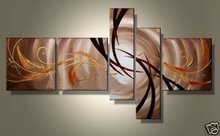 hand-painted  oil wall art  Golden sky white day home Abstract Landscape Framed oil painting on canvas 5pcs/set wood framed 2024 - buy cheap
