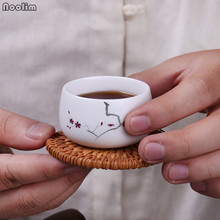 NOOLIM-tazas de té pintadas a mano con dibujo de ciruelo en flor, tazas Master de porcelana blanca mate, tazón de té de alta calidad 2024 - compra barato