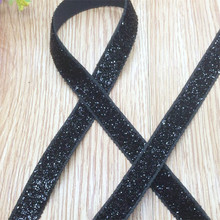 Free shipping 3/8'' (10mm) 10 yards Black Color single face Glitter velvet ribbon/Metallic Velvet Ribbon (no elastic) 2024 - buy cheap