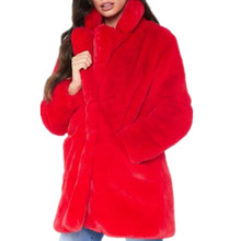 Abrigo de piel sintética para mujer, chaqueta de manga larga cálida, longitud media, color sólido, abrigo de talla grande para invierno, cárdigan de piel de conejo, prendas de vestir 911 2024 - compra barato