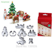 8pcs/set 3D Christmas Cookie Mold Biscuit Mousse Moulds Stainless Steel Fondant Cake Icing Mold Cookie Cutter DIY Baking Tools 2024 - buy cheap