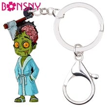 Bonsny Acrylic Halloween Horrible Bathrobe Zombie Key Chains Keychain Ring Holder Novelty Punk Jewelry For Women Girl Bag Charms 2024 - buy cheap