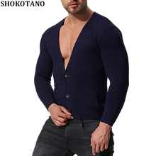 SHOKOTANO мужской кардиган, стильный вязаный свитер в стиле хип-хоп, уличная одежда, мужской кардиган с длинным рукавом, свитер, пальто, мужская одежда 2024 - купить недорого