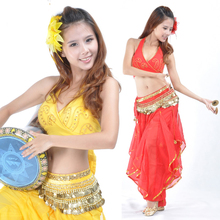 Conjunto de roupas de dança do ventre da índia, dança do ventre, estilo bollywood, 10 cores indiano 2024 - compre barato
