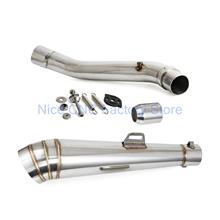 Motorcycle Stainless Steel GP Exhaust Muffler Pipe Slip-On 51mm With Removable DB Killer & Stainless Steel Exhaust Mid Pipe 2024 - buy cheap