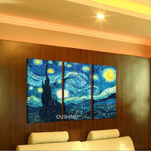 Pintura de imitación hecha a mano sobre lienzo, arte de pared pintado a mano, Vincent Van Gogh, cielo estrellado, imágenes colgantes 2024 - compra barato