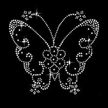 2pc/lot Fluttering Butterfly hot fix rhinestone transfer motifsiron on crystal transfers design applique patches 2024 - buy cheap
