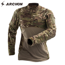 Мужская камуфляжная армейская футболка S.ARCHON, тактическая камуфляжная футболка с длинным рукавом в стиле милитари, 2018 2024 - купить недорого