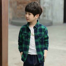 Kids Clothes Children's Shirts Long-sleeved Boys 'shirts  Spring and Autumn Models Black Red Green Color 4-14 Ages 2024 - buy cheap