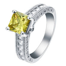 Engagement Yellow Stone Rings for Women silver plated Wedding Ring Vintage Cubic Zirconia Full Stone Wholesale Fashion Jewelry 2024 - buy cheap