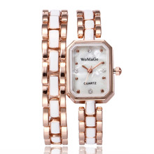 Reloj de pulsera con esfera cuadrada de diamante para mujer, nuevo accesorio de lujo, relojes de cuarzo de acero inoxidable, 2020 2024 - compra barato