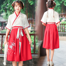 Disfraz de Hanfu DE LA Dynasty Qing, vestido folclórico tradicional chino antiguo, falda de hada de la Dynasty Tang, ropa roja de actuación, Tops + falda 2024 - compra barato