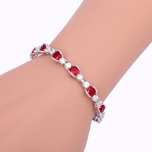 Factory Price High Quality Party Bracelets for Ladies Silver Red Crystal Garnet Fashion Jewelry TBS973A 2024 - buy cheap