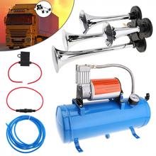 4 Trumpet Universal Car Air Horn 150psi 12V 6L Mini Electric Air Horn Compressor Kit Blue Tank Gauge for Car Train Truck 2024 - buy cheap