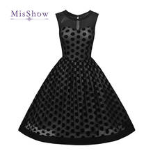 MisShow  Audrey Hepburn 50s Summer Vintage Casual Dot Tulle Black Dresses Plus Size women Clothing Vestidos Party Dress 2024 - buy cheap