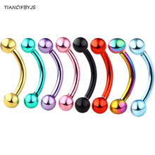 TIANCIFBYJS 100Pcs Stainless Steel Curved Banana Pircing Lip Barbell Ball Eyebrow Rings Body Piercing Jewelry MixAnodized Colors 2024 - buy cheap