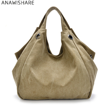 Anawishare bolsas de lona feminina tote sacos de ombro grande bolsa casual bolsas femininas bolsas femininas mujer 2024 - compre barato