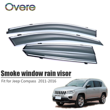 Overe-novo conjunto de viseira de chuva para janela de fumaça, para jeep compass, 2011, 2012, 2013, 2014, 2015, defletores de sol, acessórios de proteção 2024 - compre barato