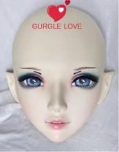 (XiaoEr4)Sweet Girl Resin Half Head Crossdress Cosplay Japanese Anime Role Female Kigurumi BJD Eyes Lolita Mask With Fairy Ear 2024 - buy cheap