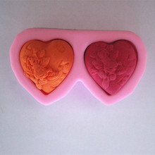 New Soft Silicone Cake Mold Double Heart Shape 2024 - buy cheap